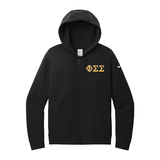 Phi Sigma Sigma Sorority embroidered Greek letters on a high quality Nike Ladies Club Fleece Sleeve Swoosh Full-Zip Hooded Sweatshirt