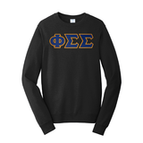 Premium Phi Sigma Sigma Sorority Satin Stitch Sewn on Greek Letter Fan Favorite Port and Company Crewneck Sweatshirt