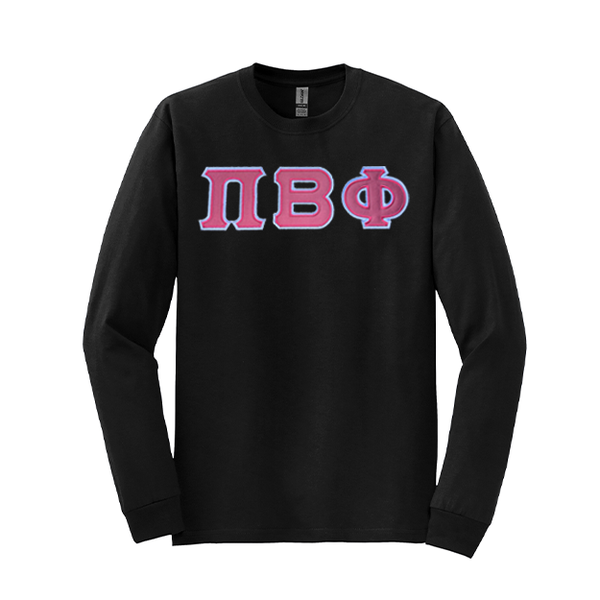 Pi Beta Phi Sorority Sewn on Greek Letter Gildan Long Sleeve T-shirt