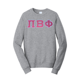Premium Pi Beta Phi Sorority Satin Stitch Sewn on Greek Letter Fan Favorite Port and Company Crewneck Sweatshirt
