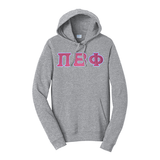 Premium Pi Beta Phi Sorority Satin Stitch Sewn on Greek Letter Fan Favorite Port and Company Hoodie