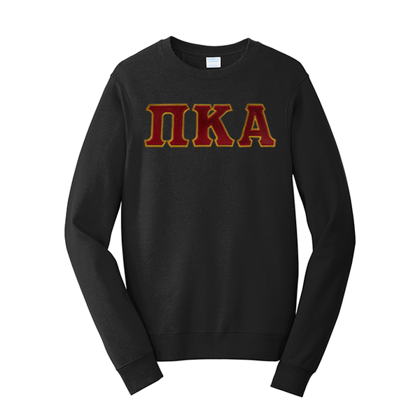 Premium Pi Kappa Alpha Satin Stitch Sewn on Greek Letter Fan Favorite Port and Company Crewneck Sweatshirt
