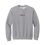 Represent your Pi Kappa Alpha brotherhood with this well-defined embroidered Gildan crewneck sweatshirt. It features your esteemed secondary ΠΚΑ Greek letters embroidered on the center chest for a sharp and meaningful style. You have the choice of crewneck color, and Greek letter embroidery color.