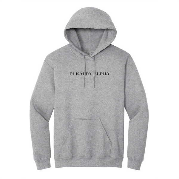 Represent your Pi Kappa Alpha brotherhood with this defined embroidered Gildan hoodie. It features your esteemed Secondary logo embroidered on the center chest for a sharp and meaningful presentation. You have the choice of hoodie color, and embroidery color.