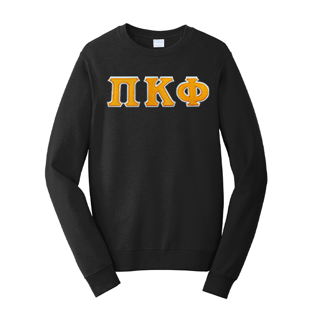 Premium Pi Kappa Phi Satin Stitch Sewn on Greek Letter Fan Favorite Port and Company Crewneck Sweatshirt