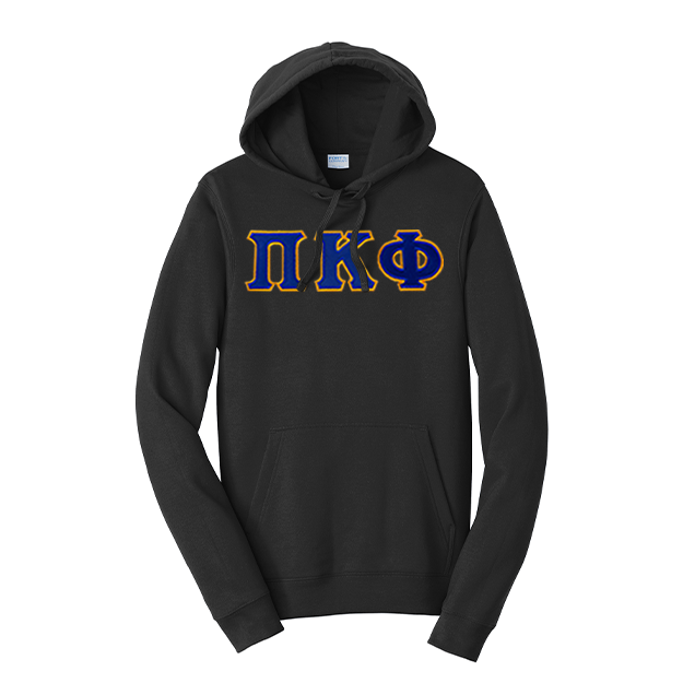 Premium Pi Kappa Phi Fraternity Satin Stitch Sewn on Greek Letter Fan Favorite Port and Company Hoodie