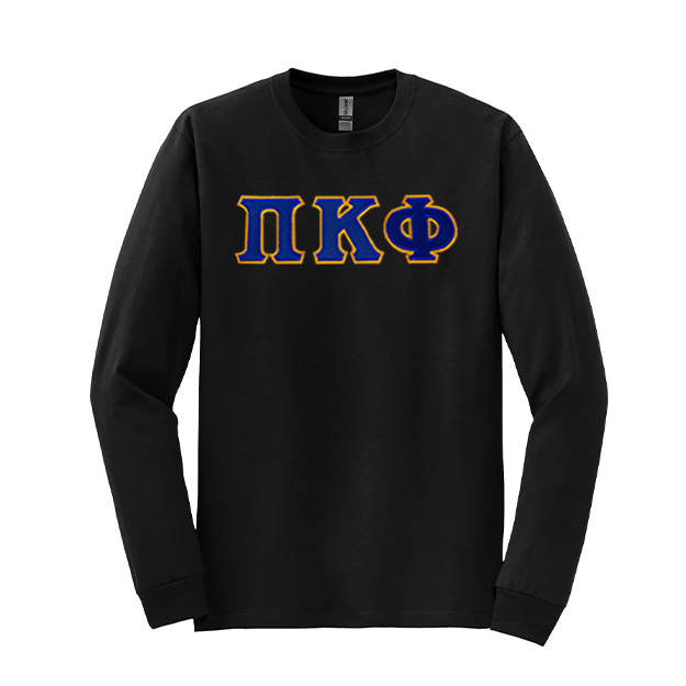 Pi Kappa Phi Fraternity Sewn on Greek Letter Gildan Long Sleeve T-shirt