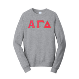 Premium Alpha Gamma Delta Sorority Satin Stitch Sewn on Greek Letter Fan Favorite Port and Company Crewneck Sweatshirt