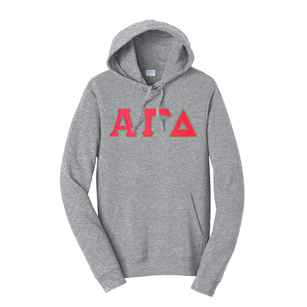 Premium Alpha Gamma Delta Sorority Satin Stitch Sewn on Greek Letter Fan Favorite Port and Company Hoodie