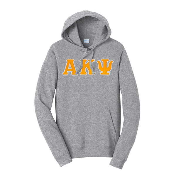 Alpha Kappa Psi Fraternity Satin Stitch Sewn on Greek Letter Fan Favorite Port and Company Hoodie