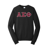 Alpha Sigma Phi Satin Stitch Sewn on Greek Letter Fan Favorite Port and Company Crewneck Sweatshirt