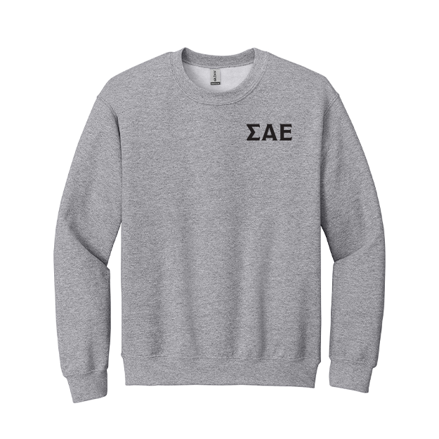 Sigma Alpha Epsilon Fraternity Embroidered Greek Letter Gildan Crewneck Sweatshirt.