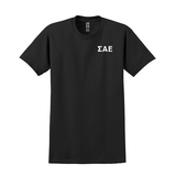 Sigma Alpha Epsilon Fraternity Embroidered Greek Letter Gildan T-shirt