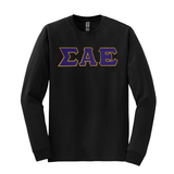 Sigma Alpha Epsilon Fraternity Sewn on Greek Letter Gildan Long Sleeve T-shirt