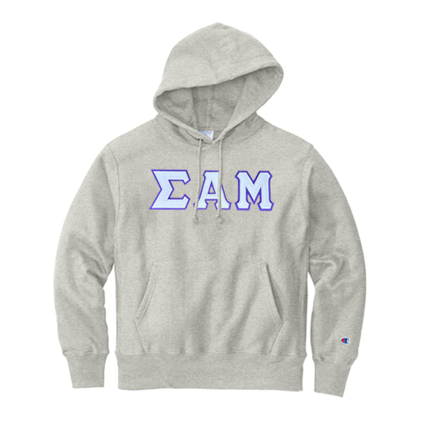 Sigma Alpha Mu Fraternity Champion Reverse Weave Greek Letter Hooded Sweatshirt