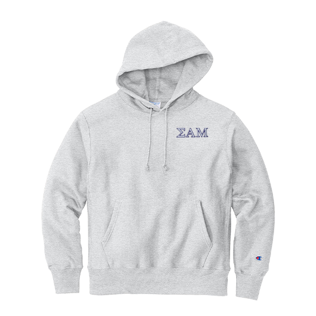 Sigma Alpha Mu Fraternity Champion Reverse Weave Embroidered Greek Letter Hoodie