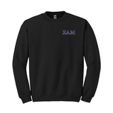 Sigma Alpha Mu Fraternity Embroidered Greek Letter Gildan Crewneck Sweatshirt.