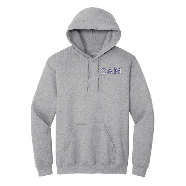 Sigma Alpha Mu Fraternity Embroidered Greek Letters Gildan Hoodie