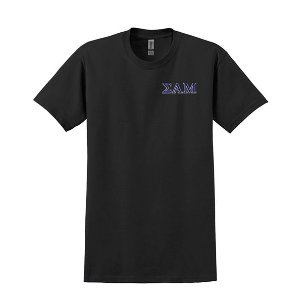 Sigma Alpha Mu Fraternity Embroidered Greek Letter Gildan T-shirt