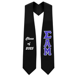 Custom Sigma Alpha Mu Fraternity Tackle Twill Greek Letter Graduation Stole