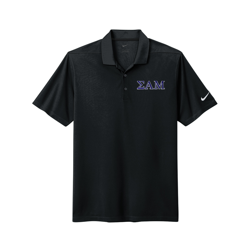 Represent your Sigma Alpha Mu brotherhood with this premium embroidered Nike polo. Your distinguished ΣΑΜ letters are finely stitched on the left chest for a classic and durable presentation.
