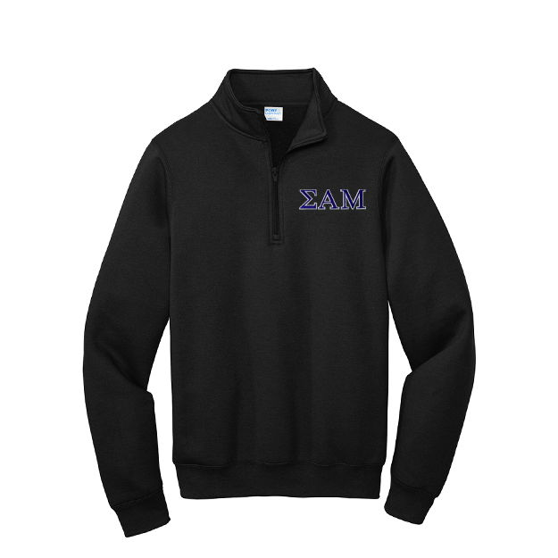 Sigma Alpha Mu Fraternity Port Authority Quarter Zip With Embroidered Greek Letters