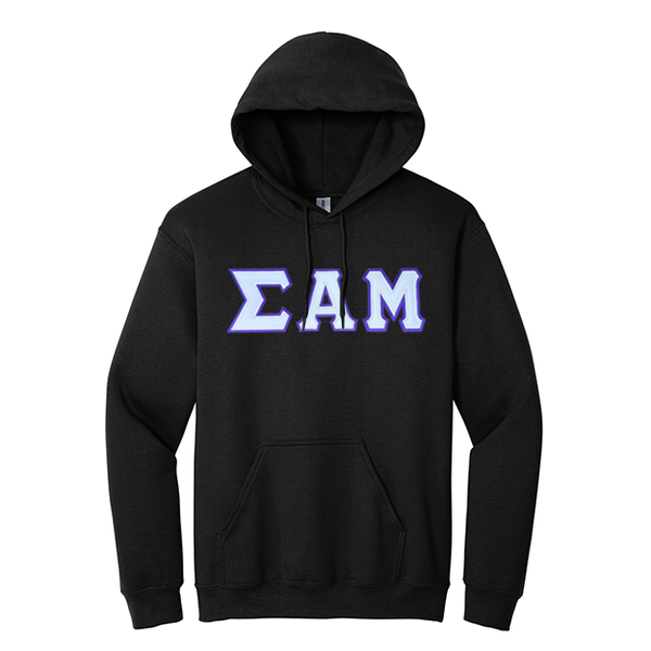 Sigma Alpha Mu Fraternity Sewn on Greek Letter Gildan Hoodie