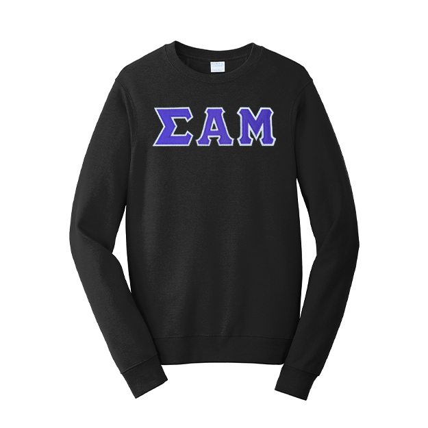 Premium Sigma Alpha Mu Satin Stitch Sewn on Greek Letter Fan Favorite Port and Company Crewneck Sweatshirt