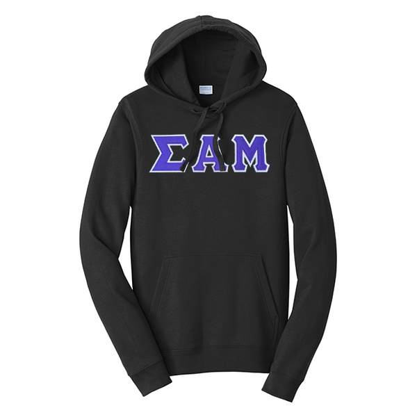 Premium Sigma Alpha Mu Fraternity Satin Stitch Sewn on Greek Letter Fan Favorite Port and Company Hoodie