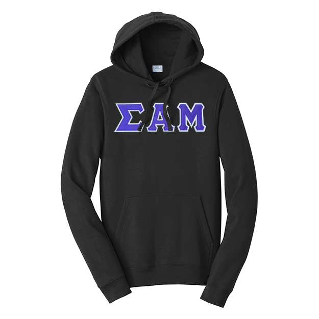 Premium Sigma Alpha Mu Fraternity Satin Stitch Sewn on Greek Letter Fan Favorite Port and Company Hoodie