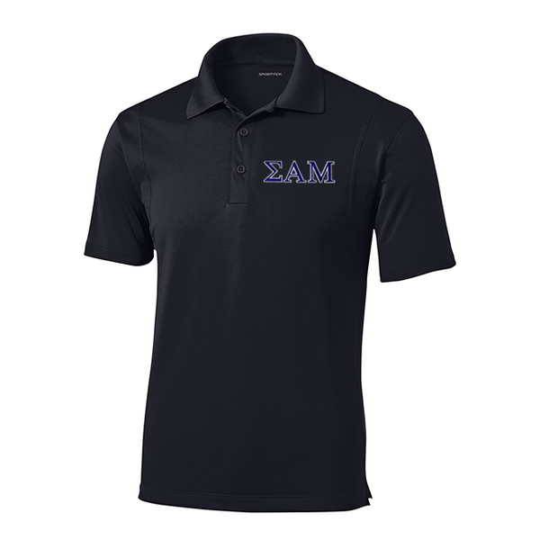 Sigma Alpha Mu Fraternity Embroidered Greek Letter Sport-Tek Micropique Polo. 
