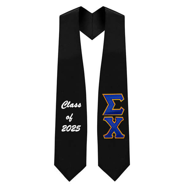 Custom Sigma Chi Fraternity Tackle Twill Greek Letter Graduation Stole