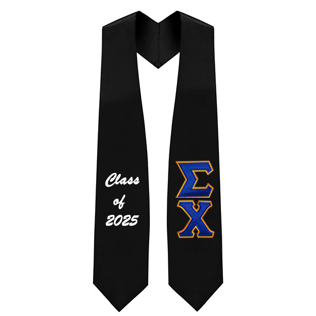 Custom Sigma Chi Fraternity Tackle Twill Greek Letter Graduation Stole