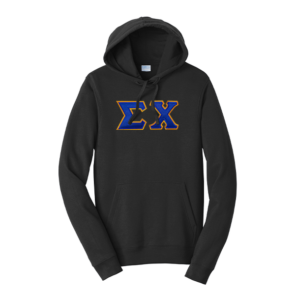Premium Sigma Chi Fraternity Satin Stitch Sewn on Greek Letter Fan Favorite Port and Company Hoodie