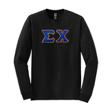 Sigma Chi Fraternity Sewn on Greek Letter Gildan Long Sleeve T-shirt