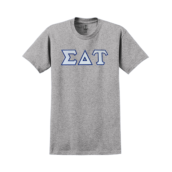 Sigma Delta Tau Sorority Sewn on Greek Letter Gildan T-shirt