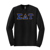 Sigma Delta Tau Sorority Sewn on Greek Letter Gildan Long Sleeve T-shirt