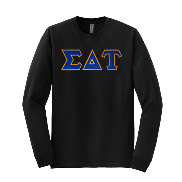 Sigma Delta Tau Sorority Sewn on Greek Letter Gildan Long Sleeve T-shirt