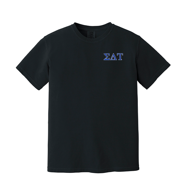 Sigma Delta Tau Sorority Embroidered Greek Letter Comfort Colors T-shirt