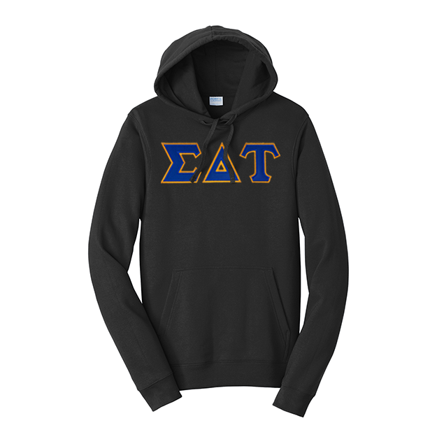 Premium Sigma Delta Tau Sorority Satin Stitch Sewn on Greek Letter Fan Favorite Port and Company Hoodie
