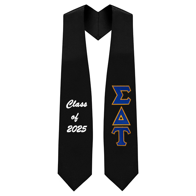 Sigma Delta Tau Sorority Tackle Twill Greek Letter Graduation Stole