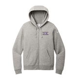 Sigma Kappa Sorority embroidered Greek letters on a high quality Nike Ladies Club Fleece Sleeve Swoosh Full-Zip Hooded Sweatshirt