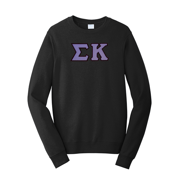 Premium Sigma Kappa Sorority Satin Stitch Sewn on Greek Letter Fan Favorite Port and Company Crewneck Sweatshirt