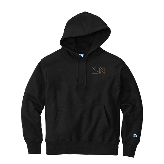 Sigma Nu Fraternity Champion Reverse Weave Embroidered Greek Letter Hoodie