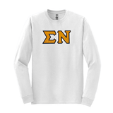 Sigma Nu Fraternity Sewn on Greek Letter Gildan Long Sleeve T-shirt