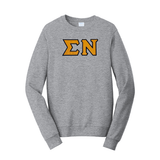 Premium Sigma Nu Satin Stitch Sewn on Greek Letter Fan Favorite Port and Company Crewneck Sweatshirt