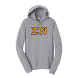 Premium Sigma Nu Fraternity Satin Stitch Sewn on Greek Letter Fan Favorite Port and Company Hoodie