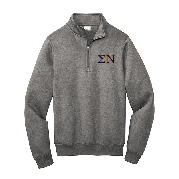 Sigma Nu Fraternity Port Authority Quarter Zip With Embroidered Greek Letters