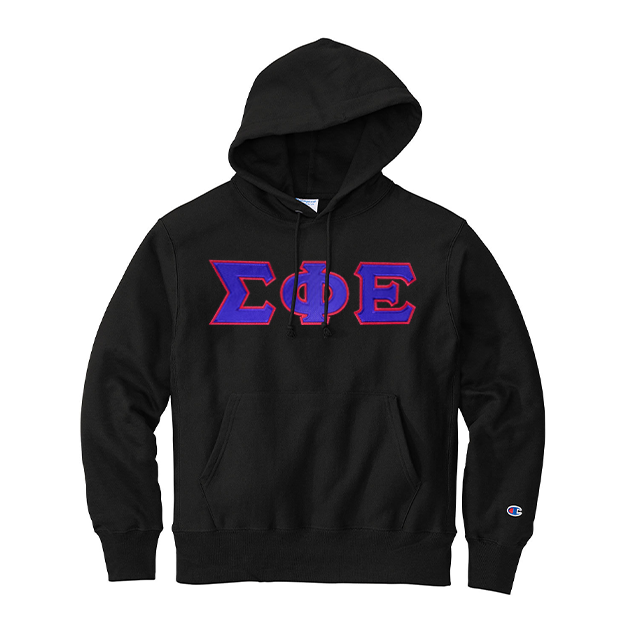 Sigma Phi Epsilon Fraternity Champion Reverse Weave Greek Letter Hooded Sweatshirt