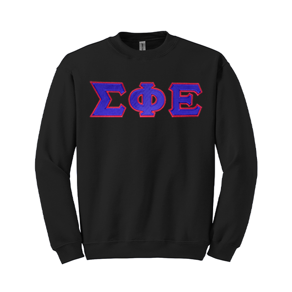 Sigma Phi Epsilon Fraternity Sewn on Greek Letter Gildan Crewneck Sweatshirt
